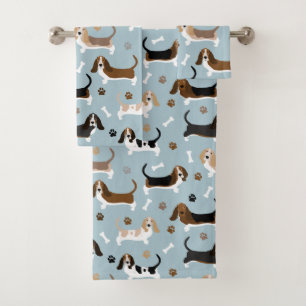 Basset Hound Dog Botten en Paws Bath Towel Set Bad Handdoek
