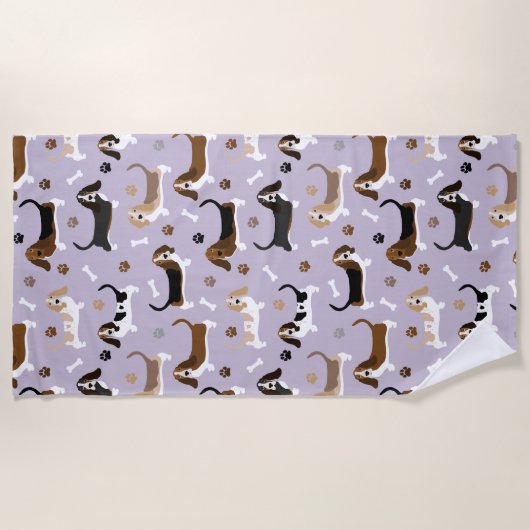 Basset Hound Dog Botten en Paws Beach Towel Strandlaken (Voorkant)