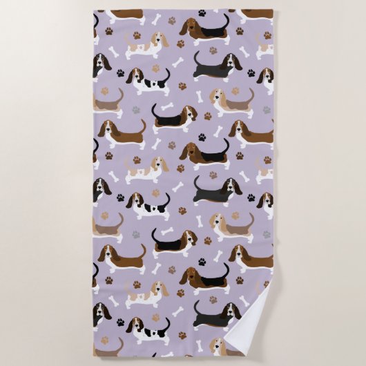 Basset Hound Dog Botten en Paws Beach Towel Strandlaken (Voorkant)
