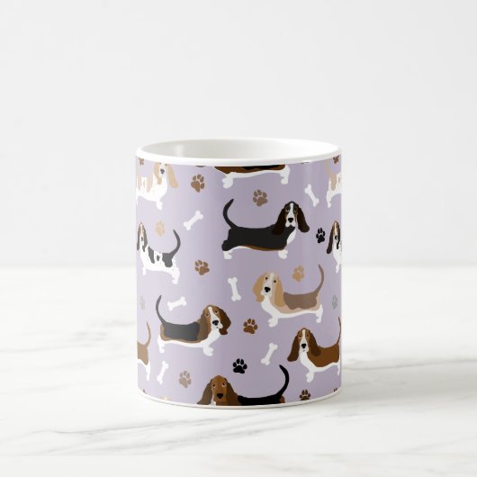 Basset Hound Dog Botten en Paws Coffee Mok (Center)