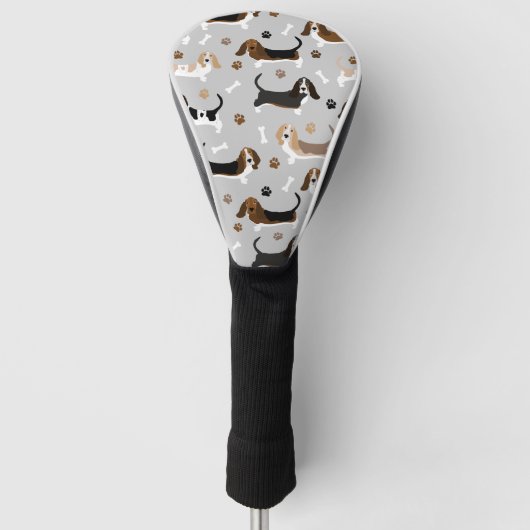 Basset Hound Dog Botten en Paws Golfheadcover (Voorkant)