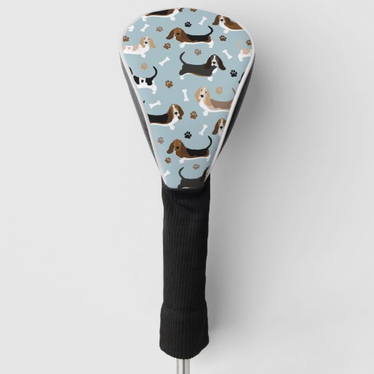 Basset Hound Dog Botten en Paws Golfheadcover (Voorkant)