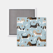 Basset Hound Dog Botten en Paws Magnet (Voorkant / Achterkant)