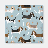 Basset Hound Dog Botten en Paws Magnet (Voorkant)