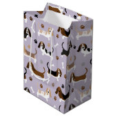 Basset Hound Dog Botten en Paws Medium Gift Bag Cadeauzakje (Voorkant Gekanteld)