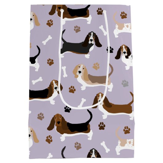 Basset Hound Dog Botten en Paws Medium Gift Bag Cadeauzakje (Achterkant)