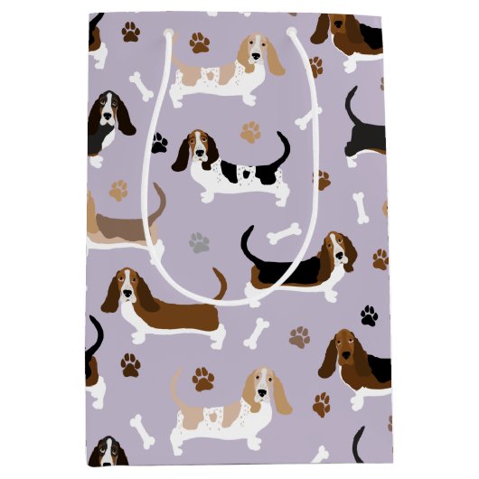 Basset Hound Dog Botten en Paws Medium Gift Bag Medium Cadeauzakje (Voorkant)