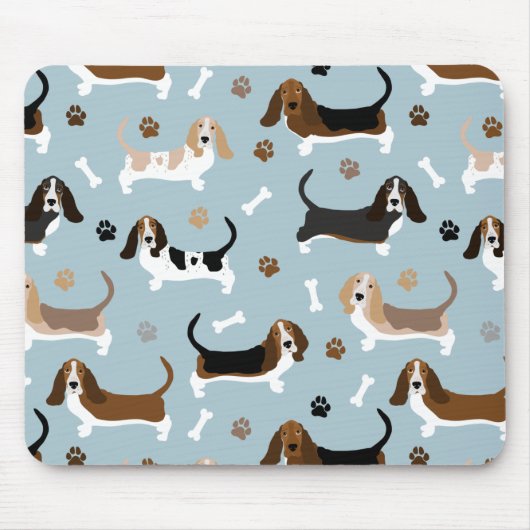 Basset Hound Dog Botten en Paws Muismat (Voorkant)