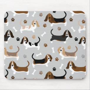 Basset Hound Dog Botten en Paws Muismat