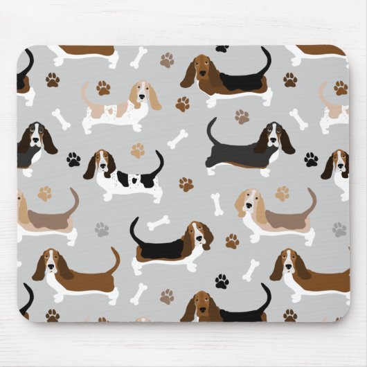 Basset Hound Dog Botten en Paws Muismat (Voorkant)