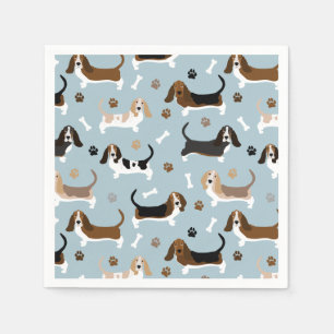 Basset Hound Dog Botten en Paws Napkins Servet