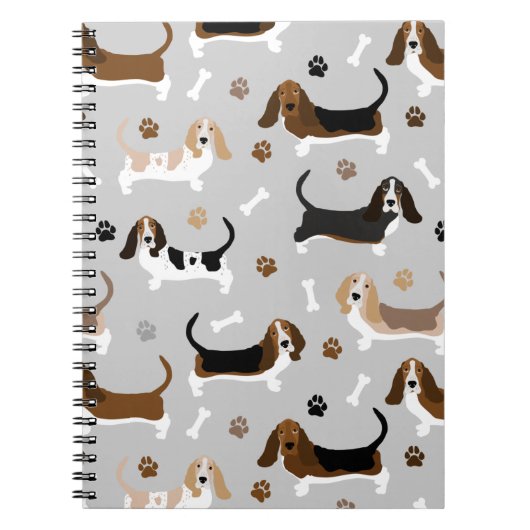 Basset Hound Dog Botten en Paws Notitieboek (Voorkant)