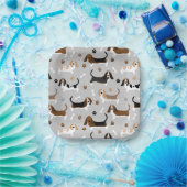 Basset Hound Dog Botten en Paws Papieren Bordje (Feest)