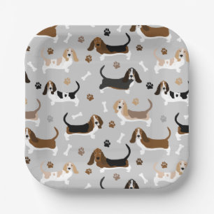 Basset Hound Dog Botten en Paws Papieren Bordje