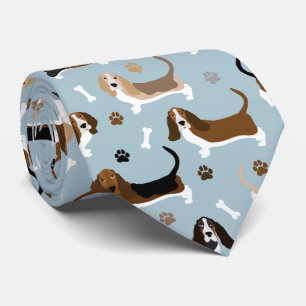 Basset Hound Dog Botten en Paws Stropdas