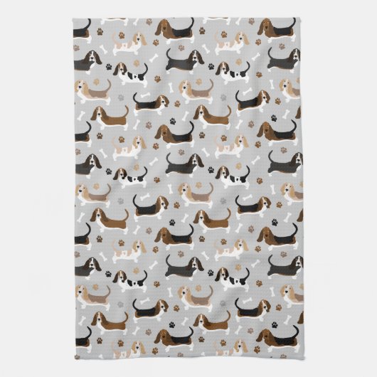 Basset Hound Dog Botten en Paws Theedoek (Verticaal)