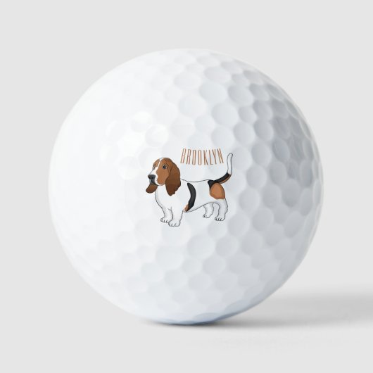 Basset hound dog cartoon illustration  golfballen (Voorkant)