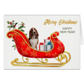 Basset Hound Dog Christmas Sleigh Kaart (Voorkant Horizontaal)