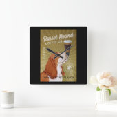 Basset Hound Dog Coffee Vierkante Klok (Huis)