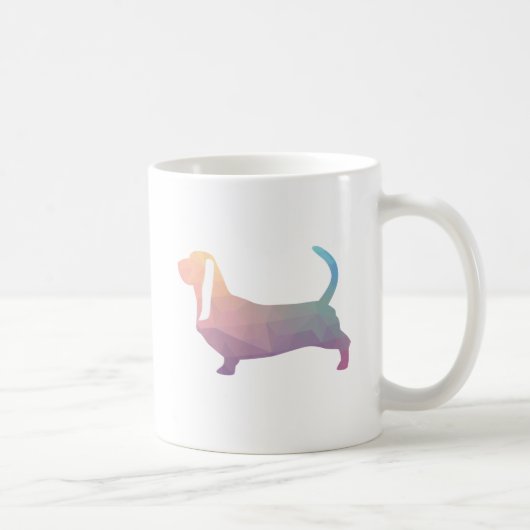 Basset Hound Dog Colorful Geometric Silhouette Koffiemok (Rechts)
