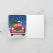 Basset Hound Dog Driving Car In Snow Christmas Kaart (Binnen)