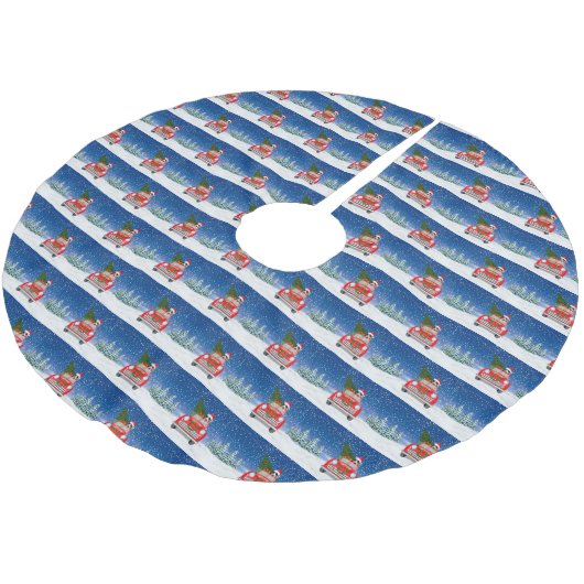 Basset Hound Dog Driving Car In Snow Christmas Kerstboom Rok (Gekanteld)