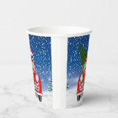 Basset Hound Dog Driving Car In Snow Christmas Papieren Bekers (Rechts)