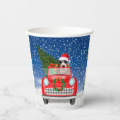 Basset Hound Dog Driving Car In Snow Christmas Papieren Bekers (Voorkant)