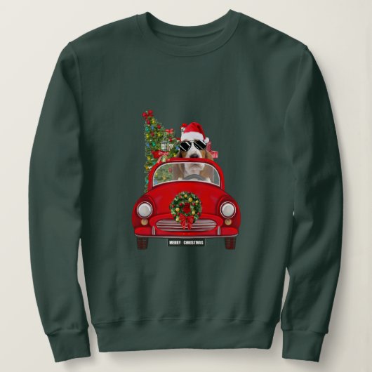 Basset Hound Dog Driving Car Kerstmis Trui (Design voorkant)