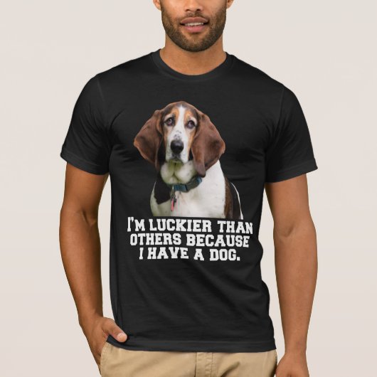 Basset Hound Dog Eigenaar Ik ben Luckier dan ander T-shirt (Voorkant)