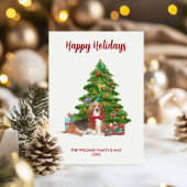 Basset Hound Dog Family Kerstmis Feestdagenkaart