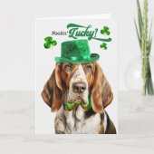 Basset Hound Dog Feelin' Lucky St Patrick's Day Feestdagen Kaart (Voorkant)