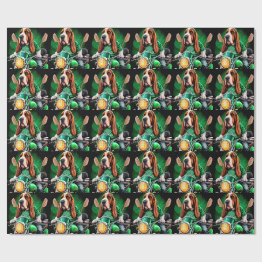 Basset Hound Dog fiets St. Patrick's Day Cadeaupapier (Vlak)