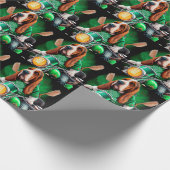 Basset Hound Dog fiets St. Patrick's Day Cadeaupapier (Hoek)