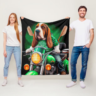 Basset Hound Dog fiets St. Patrick's Day Fleece Deken