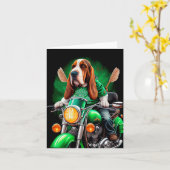 Basset Hound Dog fiets St. Patrick's Day Kaart (Gele Bloem)