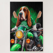 Basset Hound Dog fiets St. Patrick's Day Legpuzzel (Verticaal)