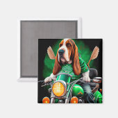 Basset Hound Dog fiets St. Patrick's Day Magneet (Voorkant / Achterkant)