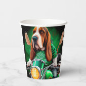 Basset Hound Dog fiets St. Patrick's Day Papieren Bekers (Achterkant)