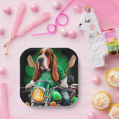 Basset Hound Dog fiets St. Patrick's Day Papieren Bordje (Feest)