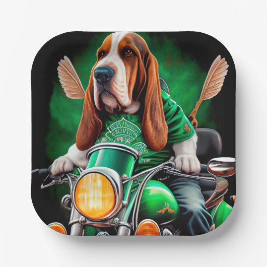 Basset Hound Dog fiets St. Patrick's Day Papieren Bordje (Voorkant)