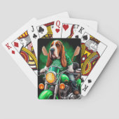 Basset Hound Dog fiets St. Patrick's Day Pokerkaarten (Achterkant)