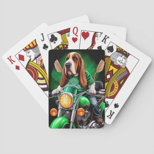 Basset Hound Dog fiets St. Patrick's Day Pokerkaarten (Achterkant)