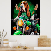 Basset Hound Dog fiets St. Patrick's Day Poster (Keuken)
