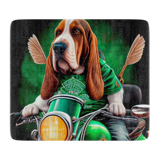 Basset Hound Dog fiets St. Patrick's Day Snijplank (Voorkant)