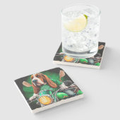 Basset Hound Dog fiets St. Patrick's Day Stenen Onderzetter (Zijkant)