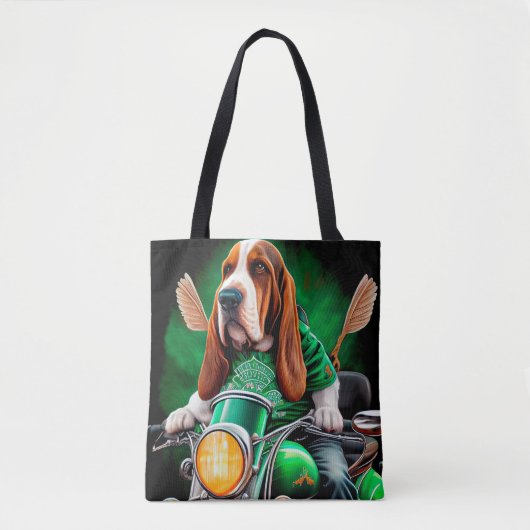 Basset Hound Dog fiets St. Patrick's Day Tote Bag (Voorkant)