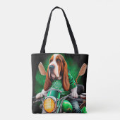 Basset Hound Dog fiets St. Patrick's Day Tote Bag (Achterkant)