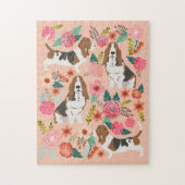 Basset Hound Dog Florals Legpuzzel (Verticaal)