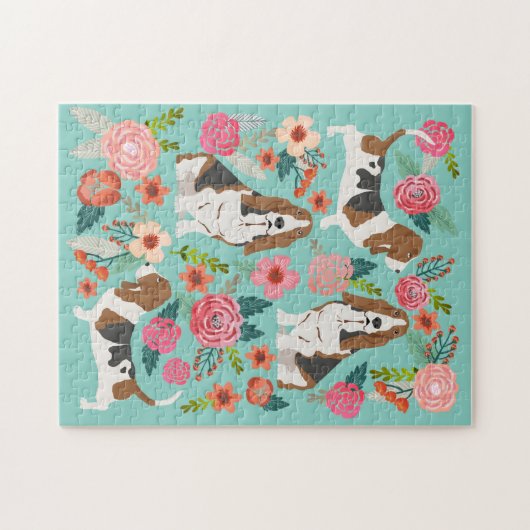 Basset Hound Dog  Florals Legpuzzel (Horizontaal)